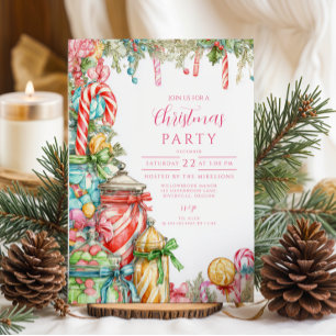 Invitation Fête de fin d'année au poivre menthe fantaisiste