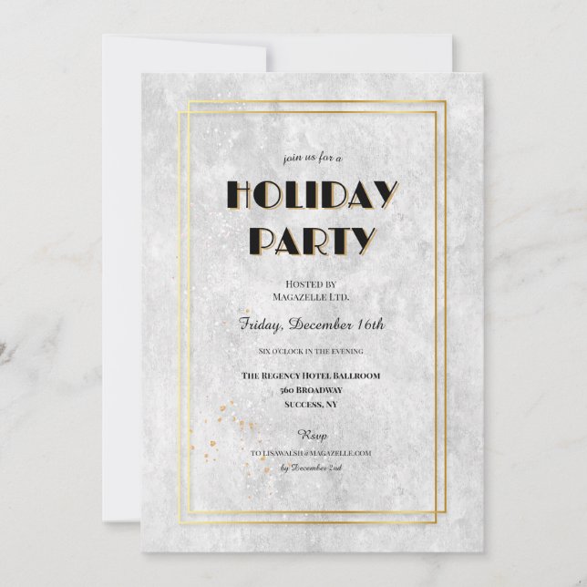 Invitation Fête de fin d'année avec cadres argent et or (Devant)