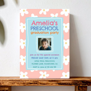 Invitation Fête de fin d'année de maternelle avec photo de fl