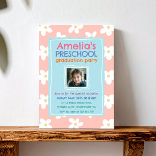 Invitation Fête de fin d'année de maternelle avec photo de fl