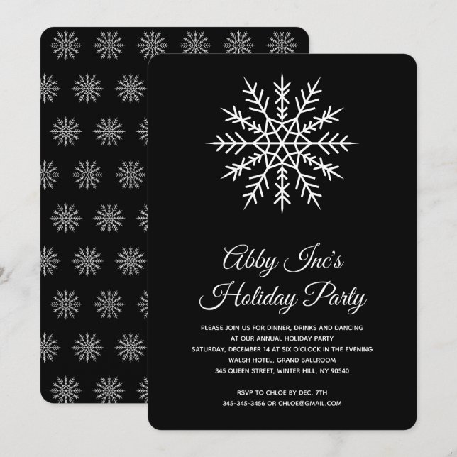 Invitation Fête de fin d'année élégante de la compagnie Floco (Devant / Derrière)
