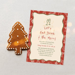 Invitation Fête de fin d'année Manger Boire et se Réjouir Des