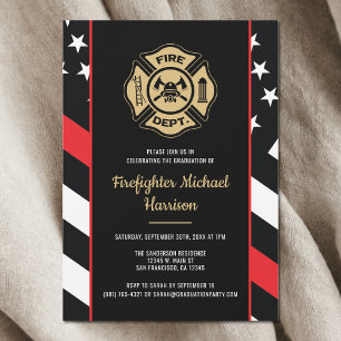 Invitation Fête de fin d'études à l'académie des pompiers