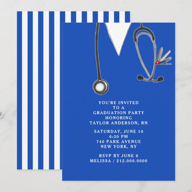 Invitation Fête de fin d'études à l'école d'infirmières (Devant / Derrière)