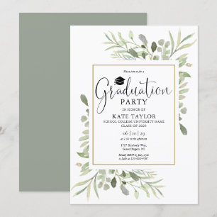 Invitation Fête de fin d'études à thème géométrique doré et v