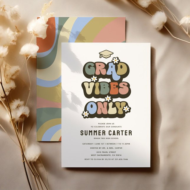 Invitation Fête de fin d'études à vibrations rétro (Créateur téléchargé)