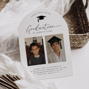 Invitation Fête de fin d'études Alors et Maintenant Garçon 2