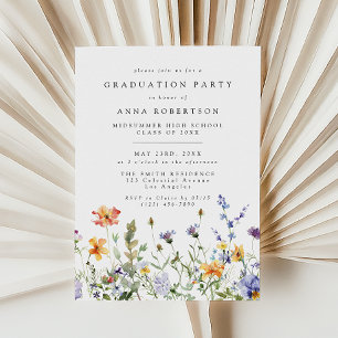 Invitation Fête de fin d'études au jardin de fleurs sauvages
