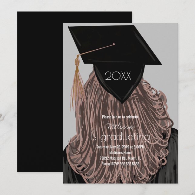 Invitation Fête de fin d'études au lycée (Devant / Derrière)