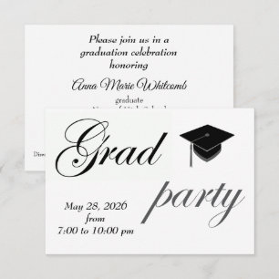 Invitation Fête de fin d'études au lycée Minimaliste 