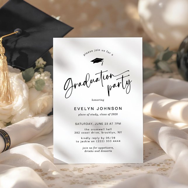 Invitation Fête de fin d'études au script minimal  (Créateur téléchargé)