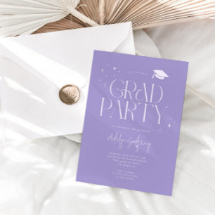 Invitation Fête de fin d'études aux étoiles en typographie mo