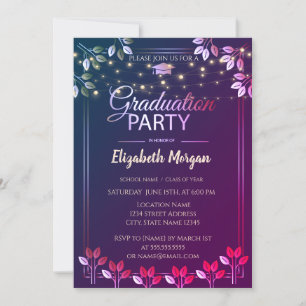 Invitation Fête de fin d'études aux feuilles d'arbre élégante