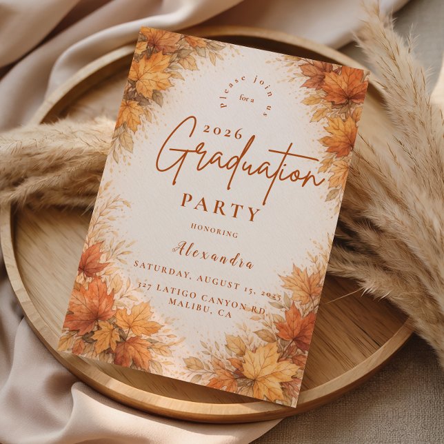 Invitation Fête de fin d'études aux feuilles d'érable d'autom (Créateur téléchargé)