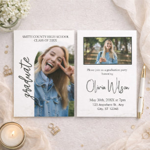 Invitation Fête de fin d'études avec des photos modernes