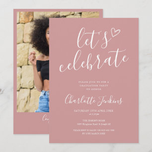 Invitation Fête de fin d'études avec écriture Celebrate en ro