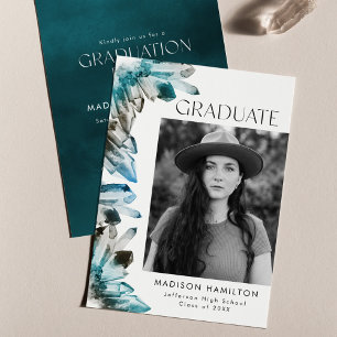 Invitation Fête de fin d'études avec photo de cristal à l'aqu