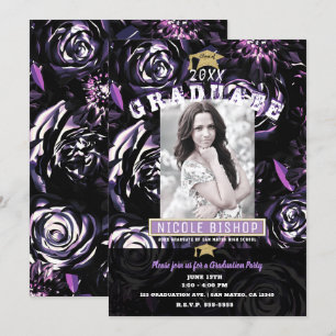 Invitation Fête de fin d'études avec thème photo glamour flor