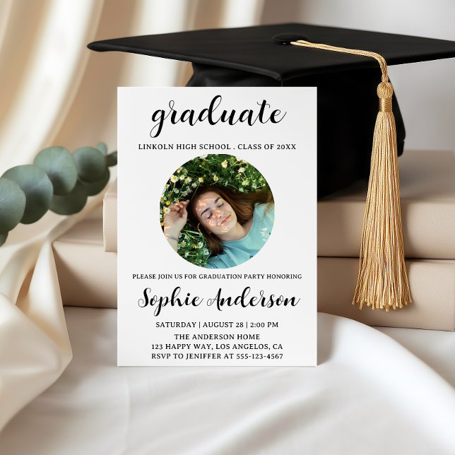 Invitation Fête de fin d'études avec un script sophistiqué et (Créateur téléchargé)
