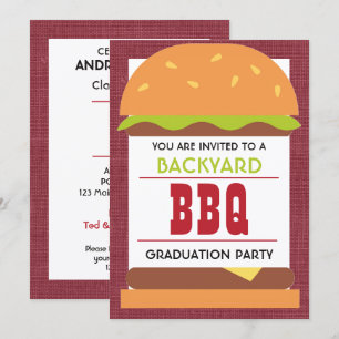 Invitation Fête de fin d'études BBQ dans le jardin