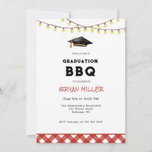 Invitation Fête de fin d'études BBQ dans un jardin rustique 
