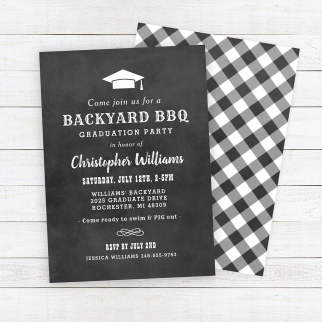 Invitation Fête de fin d'études BBQ de jardin rustique sur ta (Créateur téléchargé)
