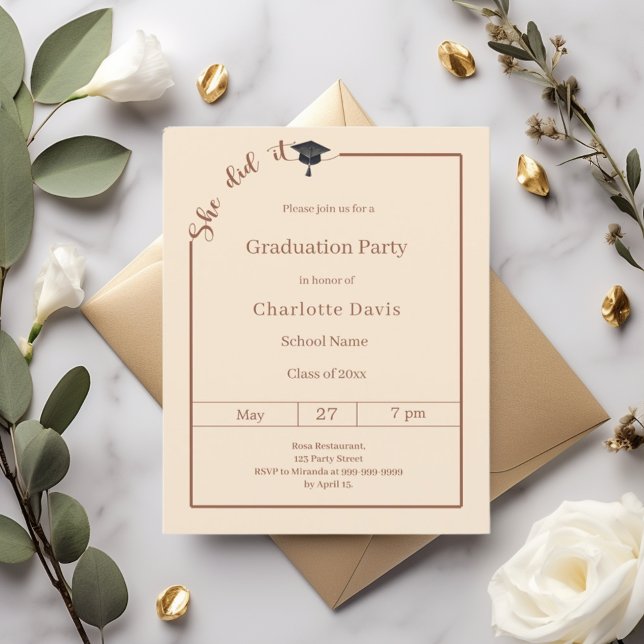 Invitation fête de fin d'études Champagne Elle a r (Créateur téléchargé)
