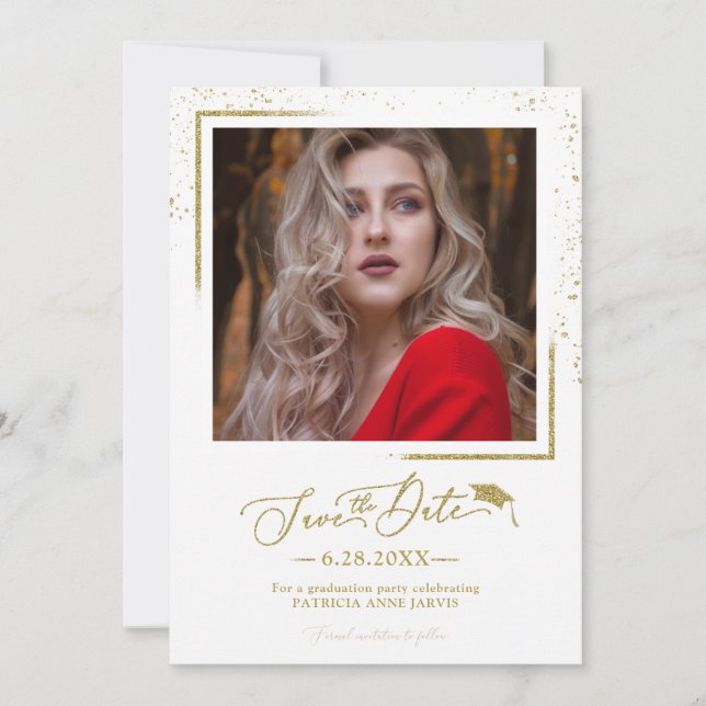 Invitation Fête de fin d'études Chic Script Save The Date Pai (Devant)