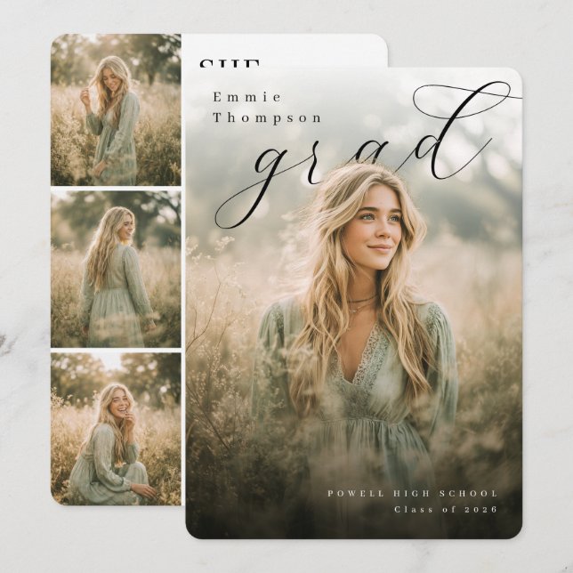 Invitation Fête de fin d'études Collage PhotoPop Moderne (Devant / Derrière)