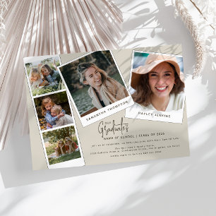 Invitation Fête de fin d'études conjointe Minimal Moderne 5 P