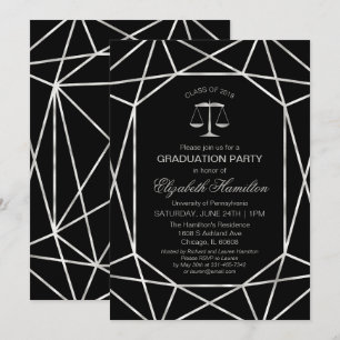 Invitation Fête de fin d'études de droit en aluminium géométr