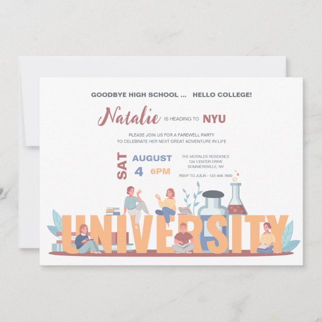 Invitation Fête de fin d'études de la vie universitaire (Devant)