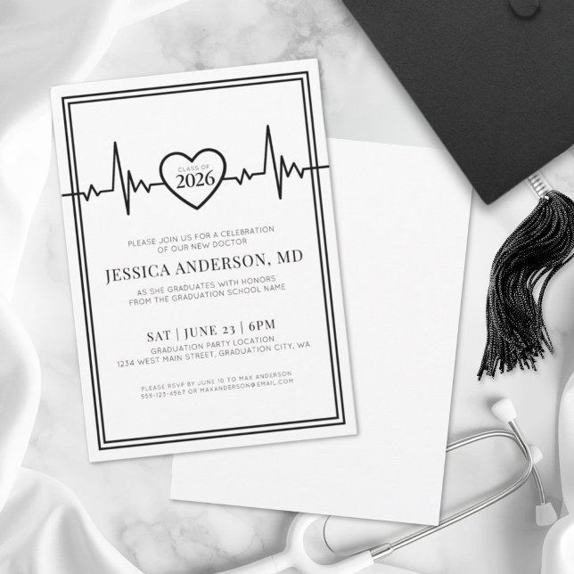 Invitation Fête de fin d'études de l'école d'infirmières de m (Doctor Medical Nursing School Graduation Party Invitation)