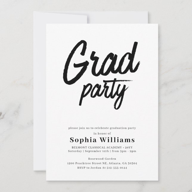 Invitation Fête de fin d'études de script tendance Graduation (Devant)