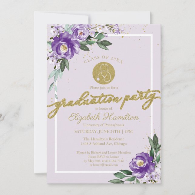 Invitation Fête de fin d'études d'école d'infirmières au stét (Devant)