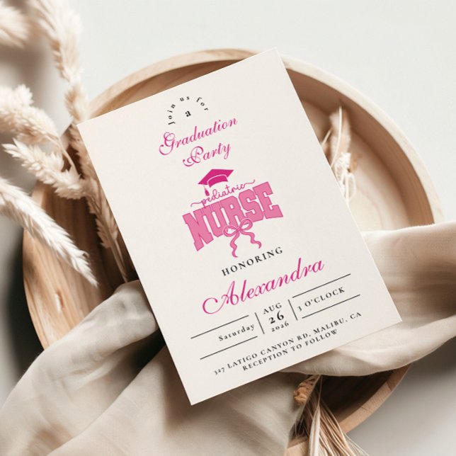 Invitation Fête de fin d'études d'infirmière pédiatrique (Créateur téléchargé)
