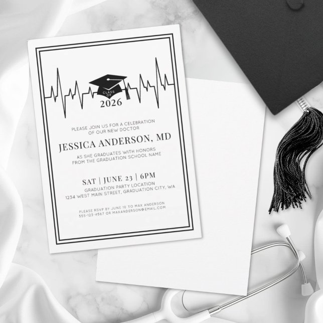 Invitation Fête de fin d'études du doctorat en soins infirmie (Doctor Nursing Medical School Graduation Party Invitation)