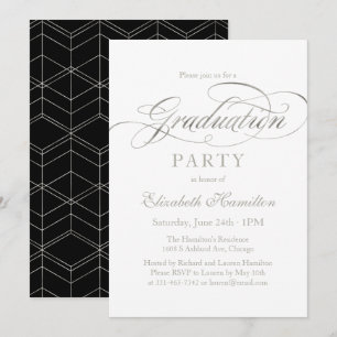 Invitation Fête de fin d'études élégante avec écriture argent