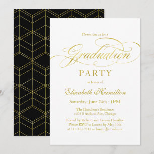 Invitation Fête de fin d'études élégante avec faux feuillet d