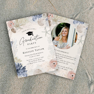 Invitation Fête de fin d'études élégante sur la plage océane