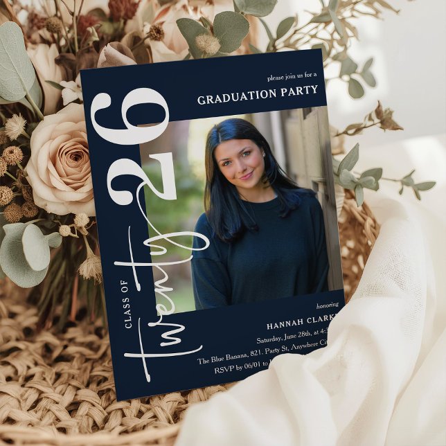 Invitation Fête de fin d'études élégante Twenty26 avec photo (Créateur téléchargé)