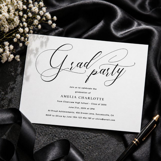 Invitation Fête de fin d'études en calligraphie de script noi (Créateur téléchargé)