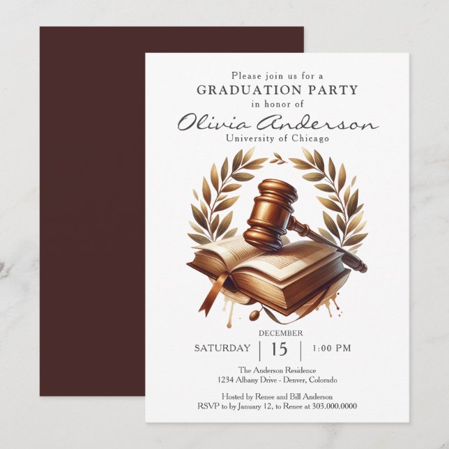 Invitation Fête de fin d'études en droit  (Devant / Derrière)