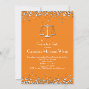 Invitation Fête de fin d'études en droit argent orange