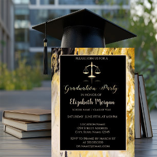 Invitation Fête de fin d'études en droit élégante et tendance