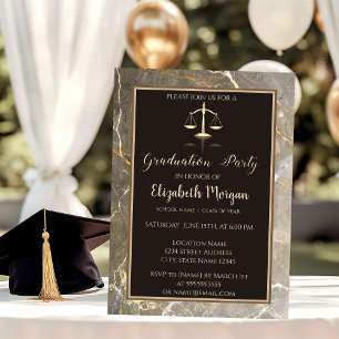 Invitation Fête de fin d'études en droit en Élégante Pierre d