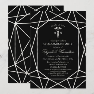 Invitation Fête de fin d'études en école d'infirmières argent