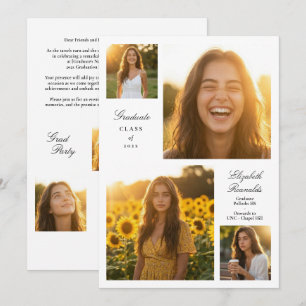 Invitation Fête de fin d'études en photos multiples de la pro