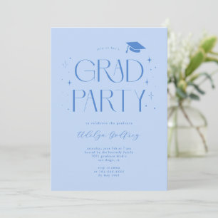 Invitation Fête de fin d'études en typographie fantaisiste bl
