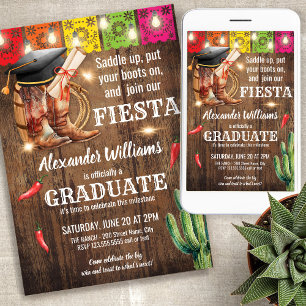 Invitation Fête de fin d'études Fiesta Cowboy et Cowgirl dipl